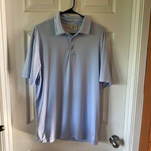 Rorie Whelan Shirt Men’s Large Golf Polo Blue Short Sleeve Blue White Dots